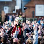 Ashbourne,Derbyshire,UK February 10th 2016. Day 2 of Royal Ashbourne shrovetide football 'Ash Wednesday'. Played over two days on the streets of Ashbourne a game can last up two 8hrs a day.