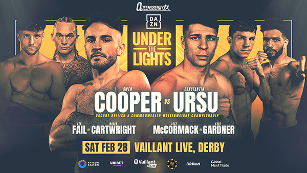 QUEENSBERRY ‘UNDER THE LIGHTS’ – BRITISH & COMMONWEALTH TITLE SHOWDOWN BOOKED FOR 28 FEBRUARY AT VAILLANT LIVE, DERBY!