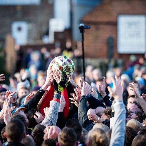 Ashbourne,Derbyshire,UK February 10th 2016. Day 2 of Royal Ashbourne shrovetide football 'Ash Wednesday'. Played over two days on the streets of Ashbourne a game can last up two 8hrs a day.